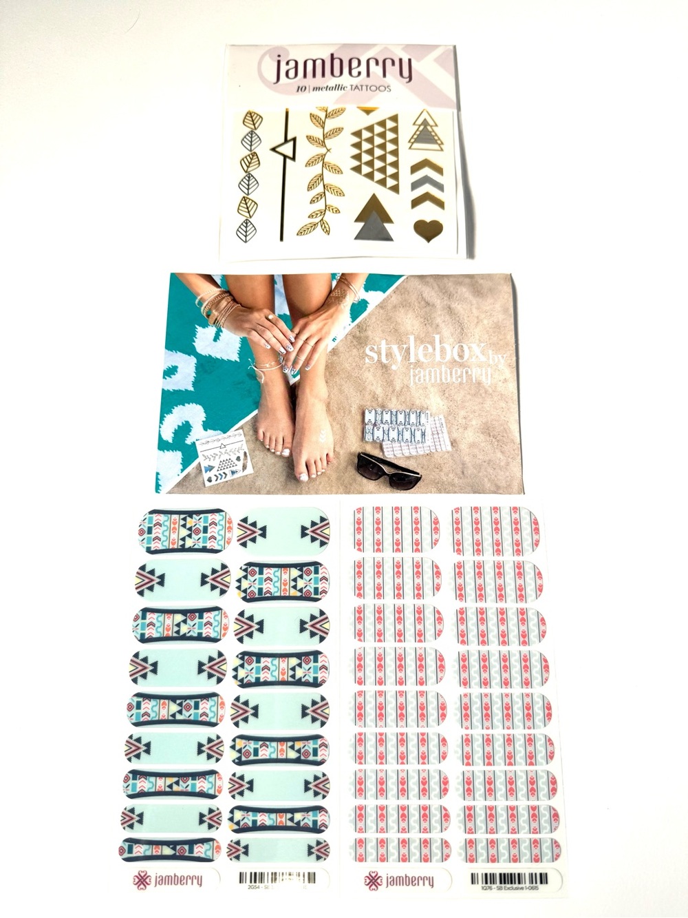 Jamberry StyleBox June 2015 Retired Tribal Boho Nail Wraps Metallic Tattoos Set